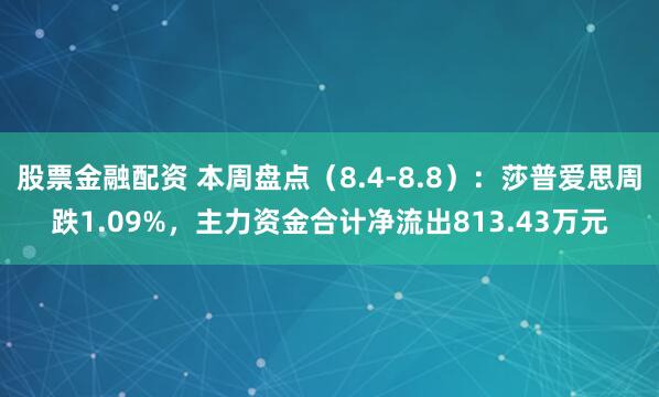 股票金融配资 本周盘点（8.4-8.8）：莎普爱思周跌1.09%，主力资金合计净流出813.43万元