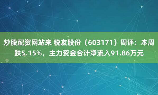 炒股配资网站来 税友股份（603171）周评：本周跌5.15%，主力资金合计净流入91.86万元
